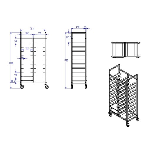 Stainless Steel Dual‑Row Tray Clearing Rack 10+10 Tiers | Stalwart DA-PT10D