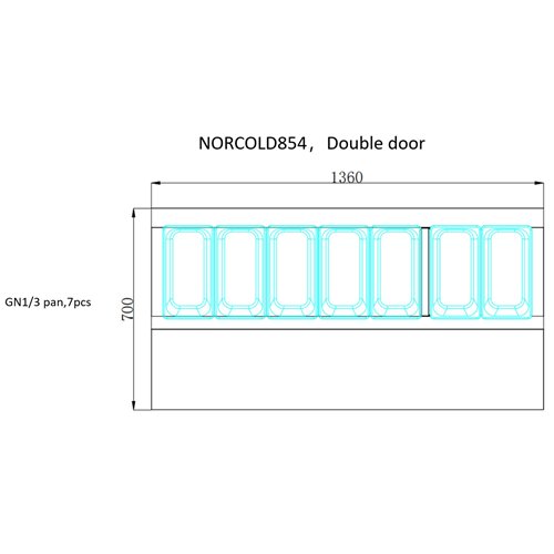 Commercial Refrigerated Prep Counter 307L With 2 Stainless Steel Doors  7×1/3 GN Pan – 1360×700×1037mm | Stalwart DA-NORCOLD854