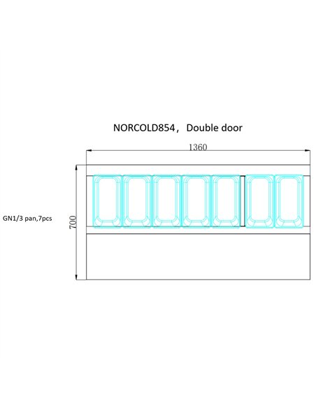 Commercial Refrigerated Prep Counter 307L With 2 Stainless Steel Doors  7×1/3 GN Pan – 1360×700×1037mm | Stalwart DA-NORCOLD854