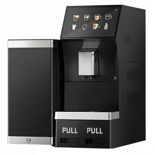 Commercial Bean to Cup Coffee Machine Digital Touch Panel 1.4kw + Milk Fridge + Frother