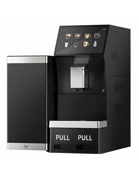 Commercial Bean to Cup Coffee Machine Digital Touch Panel 1.4kw + Milk Fridge + Frother