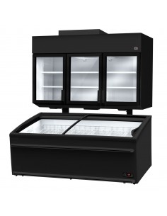 3 Door wall-mounted Refrigerated and Freezer Combo 210cm Wide, includes Chest Freezer Island 2