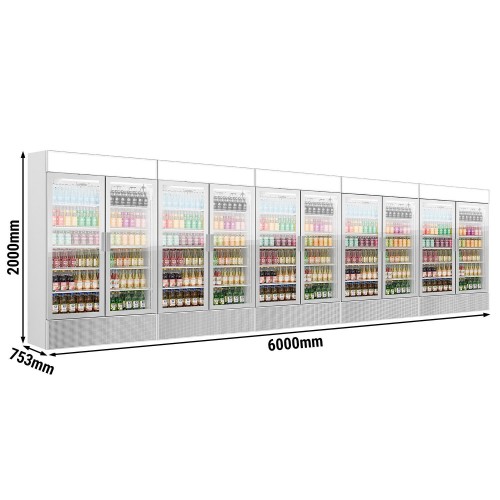 6Mtr Long Commercial Display Beverage Fridges - Frameless 10 Doors - 6000Ltr. Supermarkets, Convenience Shop