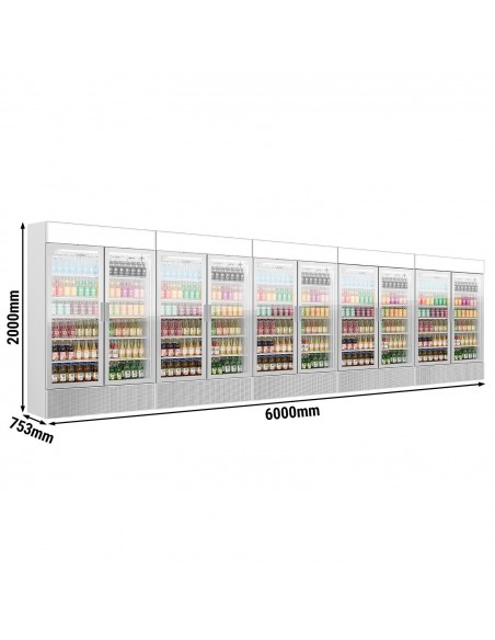 6Mtr Long Commercial Display Beverage Fridges - Frameless 10 Doors - 6000Ltr. Supermarkets, Convenience Shop