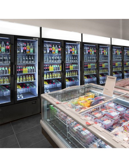 6Mtr Long Commercial Display Food and Beverage Fridges - Frameless 10 Doors - 6000Ltr Black. Supermarkets, Convenience Shop