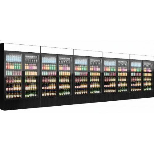 6Mtr Long Commercial Display Food and Beverage Fridges - Frameless 10 Doors - 6000Ltr Black. Supermarkets, Convenience Shop