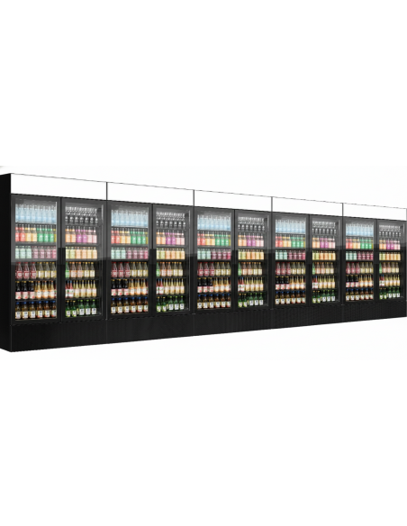 6Mtr Long Commercial Display Food and Beverage Fridges - Frameless 10 Doors - 6000Ltr Black. Supermarkets, Convenience Shop