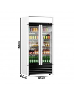 Pro 640Ltr 2 Door Display Fridge – Double Glass Doors, LED Lighting +2°C to +8°C, Commercial Bar Chiller 2