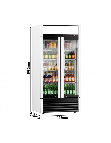 Pro 640Ltr 2 Door Display Fridge – Double Glass Doors, LED Lighting +2°C to +8°C, Commercial Bar Chiller