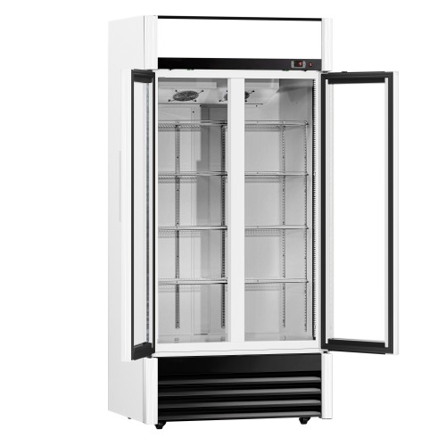 Pro 640Ltr 2 Door Display Fridge – Double Glass Doors, LED Lighting +2°C to +8°C, Commercial Bar Chiller