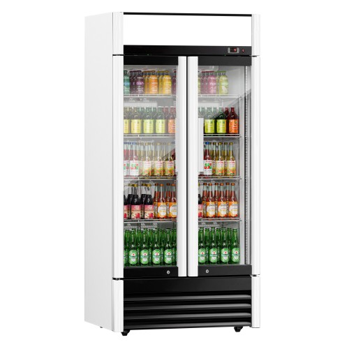 Pro 640Ltr 2 Door Display Fridge – Double Glass Doors, LED Lighting +2°C to +8°C, Commercial Bar Chiller