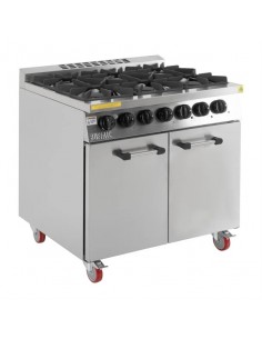 Buffalo Gas Range 6 Burner Oven with Castors, Commercial Cooker CT253