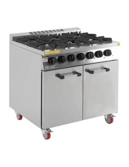 Buffalo Gas Range 6 Burner Oven with Castors, Commercial Cooker CT253