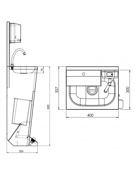 Commercial Stainless Steel Hand Wash Basin with Foot Pedal, Soap & Paper Towel Dispensers 430x385x1350mm | Stalwart
