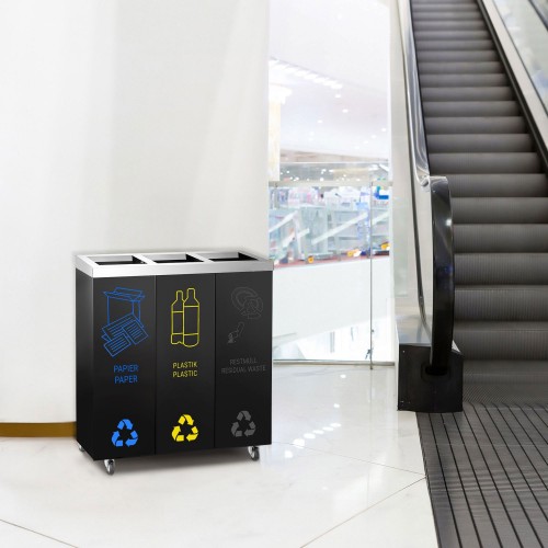 3 Bay Recycling Bin Station Easy...