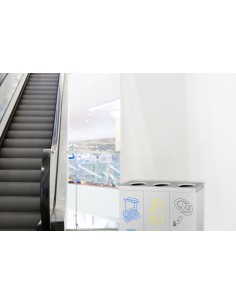 3 Bay Recycling Bin Station Stainless Steel, Easy Sorting 25ltr Each. Mobile Waste Unit 2