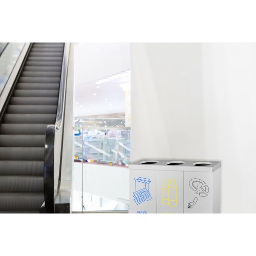 3 Bay Recycling Bin Station Stainless...