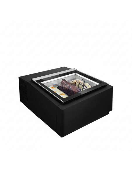 Countertop Ice Cream Freezer Napoli Display Black - Incl 3 × 5L Napoli pans