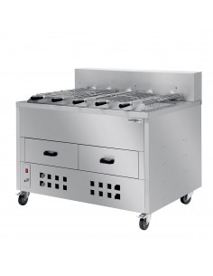 Commercial Charcoal Grill / Roaster - 5-Spit Rotisserie - 2 Charcoal Drawers - 1200×930×1100 mm