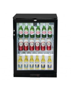 Polar Single Door Back Bar Cooler in Black with LED Lighting 2