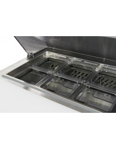 2 Door 400 Ltr Stainless Steel Refrigerated Pizza / Saladette Prep Counter Incl 12 Gastro Pans 2