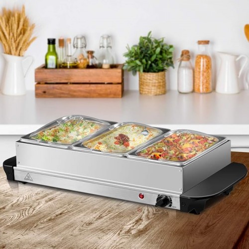 Electric Buffet Server 3 Tray 3 x 2.5 litre Stainless steel 3 Large Multicooker