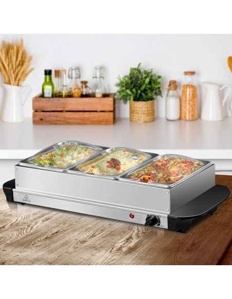 Electric Buffet Server 3 Tray 3 x 2.5 litre Stainless steel 3 Large Multicooker