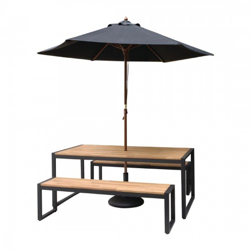 Bolero Acacia Wood and Steel Industrial Benches 1600mm Pack of 2