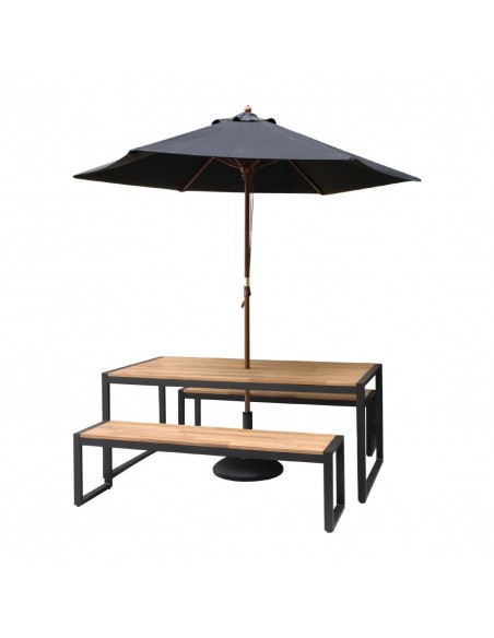 Bolero Acacia Wood and Steel Industrial Benches 1600mm Pack of 2