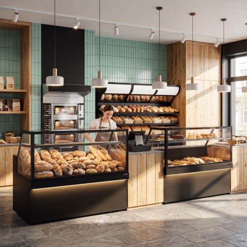 Commercial Bakery Shop Bread Display...