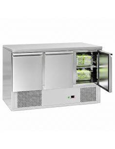 3 Door Refrigerated Counter – 368Ltr Stainless Steel Prep Fridge with Undercounter Storage for Commercial Kitchens PREMIUM RANGE