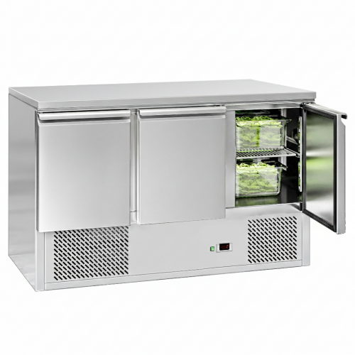 3 Door Refrigerated Counter – 368Ltr Stainless Steel Prep Fridge with Undercounter Storage for Commercial Kitchens PREMIUM RANGE