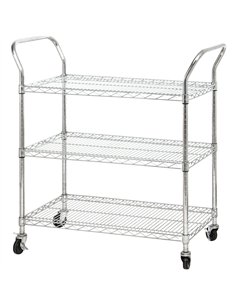 Commercial Utility Cart Chrome Wire 3 Tier 900x450x1100mm | Stalwart DA-TR9045110A3CW
