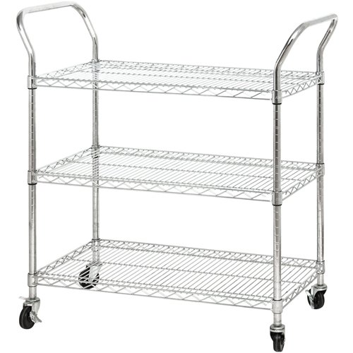 Commercial Utility Cart Chrome Wire 3 Tier 900x450x1100mm | Stalwart DA-TR9045110A3CW