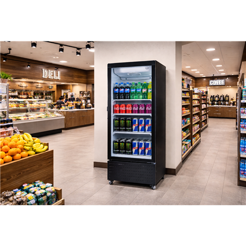 Commercial Upright Display Refrigerator 217 Litres Single Glass Door 3 Shelves Ventilated Cooling 615x580x1633mm | Stalwart DA-K