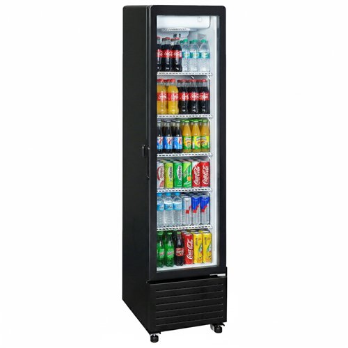 Commercial Upright Display Refrigerator 217 Litres Single Glass Door 5 Shelves Ventilated Cooling 500x580x2013mm | Stalwart DA-K