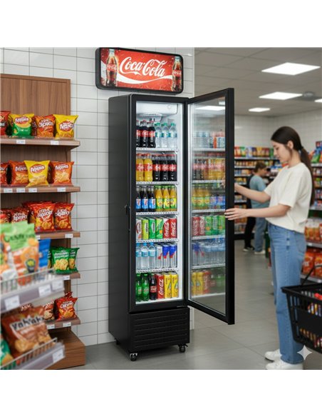 Commercial Upright Display Refrigerator 217 Litres Single Glass Door 5 Shelves Ventilated Cooling 500x580x2013mm | Stalwart DA-K