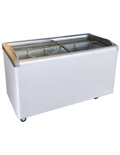 Commercial Horizontal Display Freezer with Baskets 515 Litres 2 Glass Doors Ventilated Cooling 1510x694x900mm | Stalwart DA-KOBE 2