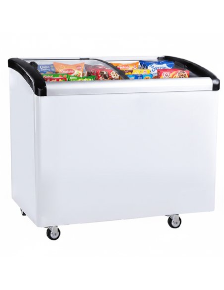 Commercial Horizontal Display Freezer with Baskets 265 Litres 2 Glass Doors Ventilated Cooling 1000x650x910mm | Stalwart DA-KOBE