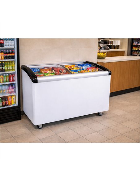 Commercial Horizontal Display Freezer with Baskets 265 Litres 2 Glass Doors Ventilated Cooling 1000x650x910mm | Stalwart DA-KOBE