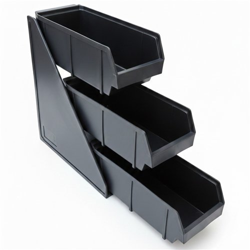 3 Tier Black Polypropylene Storage Organizer 143x510x359mm| Stalwart DA-QHW348