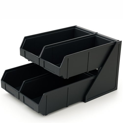 2 Tier Black Polypropylene Storage Organizer 284x430x240mm| Stalwart DA-QHW350