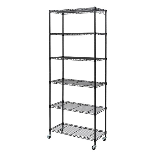 2-in-1 Convertible 6 Tier Wire Shelving Unit Black 600x350x1800mm| Stalwart DA-CJ6035180B6E
