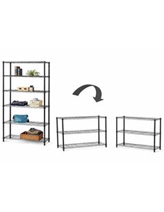 2-in-1 Convertible 6 Tier Wire Shelving Unit Black 750x350x1800mm| Stalwart DA-CJ7535180B6E