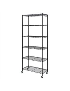 2-in-1 Convertible 6 Tier Wire Shelving Unit Black 750x350x1800mm| Stalwart DA-CJ7535180B6E 2