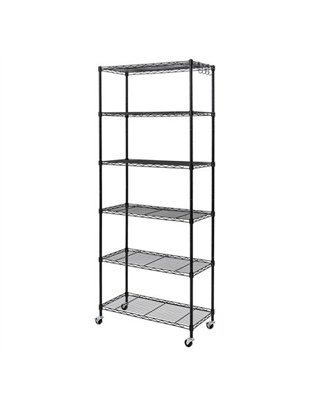 2-in-1 Convertible 6 Tier Wire Shelving Unit Black 750x350x1800mm| Stalwart DA-CJ7535180B6E
