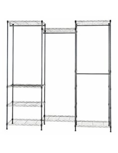 Clothes Rack with Multi‑Section Wire Shelving Black 1740x400x1800mm| Stalwart DA-GR17440180B8E 2
