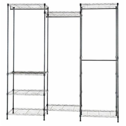 Clothes Rack with Multi‑Section Wire Shelving Black 1740x400x1800mm| Stalwart DA-GR17440180B8E