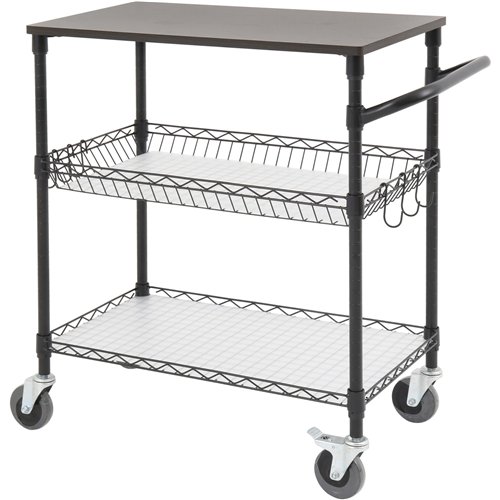 Commercial 2 Tier Utility Trolley with Worktop Black Wire 760x460x908mm| Stalwart DA-TRWD183032A3EW4