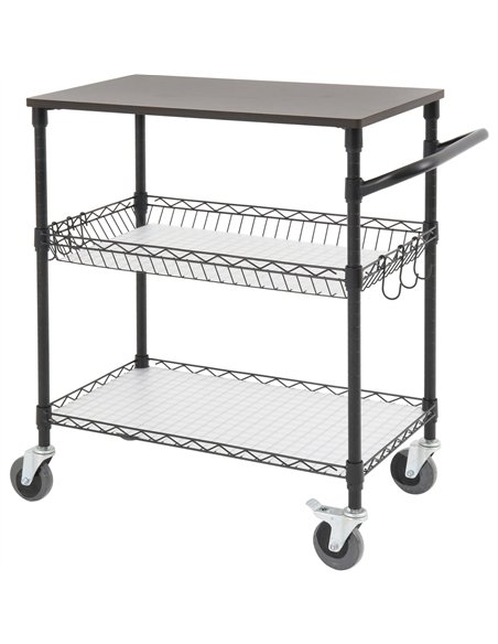 Commercial 2 Tier Utility Trolley with Worktop Black Wire 760x460x908mm| Stalwart DA-TRWD183032A3EW4